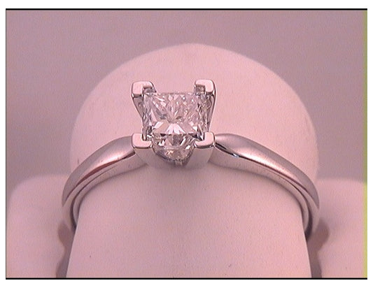 14kt White Gold 7/8ctw Princess Diamond Solitaire Ring Platinum+