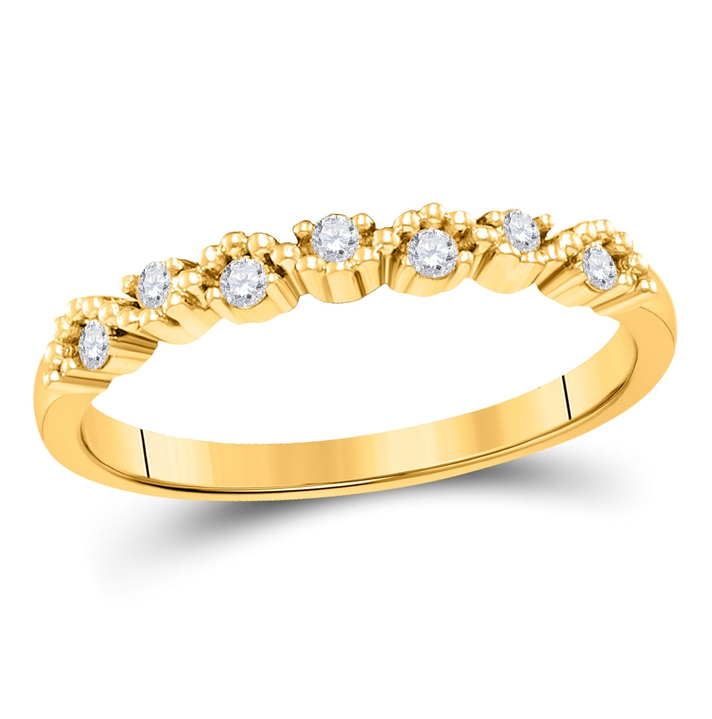 10K Yellow Gold Womens Round Diamond Stackable Band Ring 1/8 Cttw, Womens Size: 5-10
