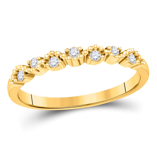10K Yellow Gold Womens Round Diamond Stackable Band Ring 1/8 Cttw, Womens Size: 5-10