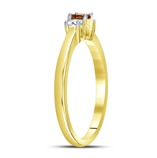 14K Yellow Gold Princess Brown Diamond 3-stone Bridal Wedding Engagement Ring 1/4 Cttw, Womens Size: 5-10