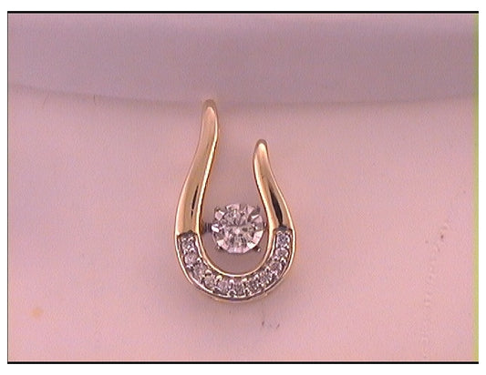 10kt Yellow Gold Womens Round Diamond Moving Teardrop Solitaire Pendant 1/10 Cttw