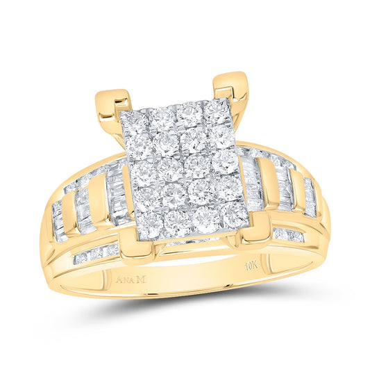 10k Yellow Or White Gold Womens Round Diamond Cindys Dream Cluster Bridal Wedding Engagement Ring 7/8 Cttw