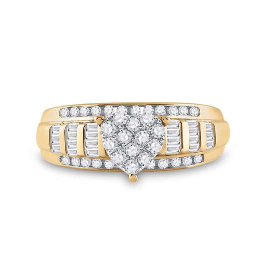 10K White Or Yellow Gold Round Diamond Heart Bridal Wedding Engagement Ring , Womens Size: 5-10