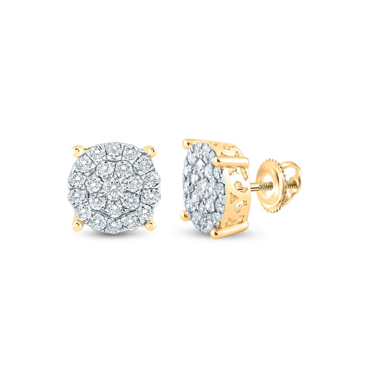 10K White Or Yellow Gold Womens Round Diamond Cluster Earrings