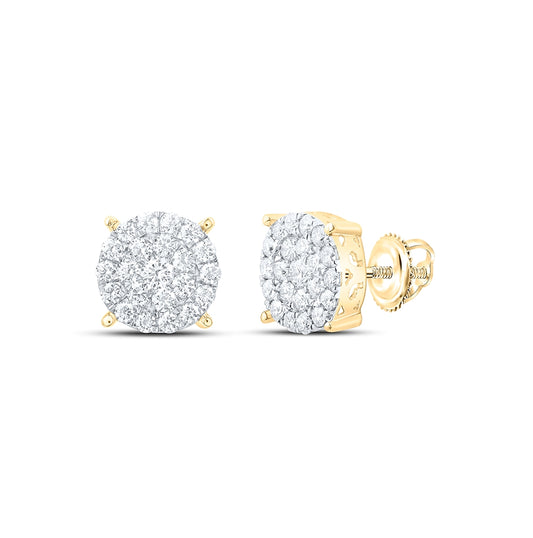 10K White Or Yellow Gold Womens Round Diamond Cluster Earrings