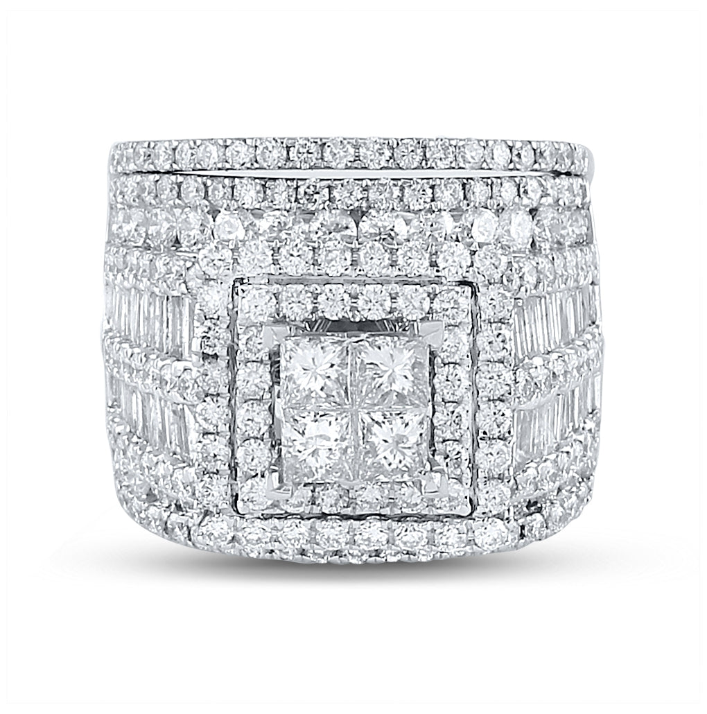 14K White Gold Princess Diamond Square Bridal Wedding Ring Band Set 4 Cttw, Womens Size: 5-10