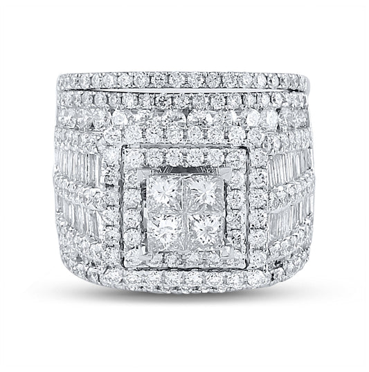 14K White Gold Princess Diamond Square Bridal Wedding Ring Band Set 4 Cttw, Womens Size: 5-10