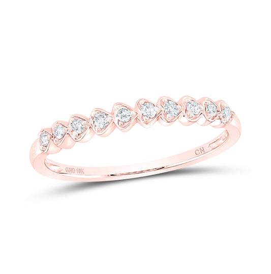 10K Rose Gold Womens Round Dia. Stackable Band 1/10ctw, Women's Sz: 5-10