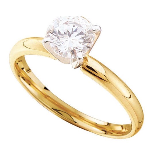 14K Yellow Gold Womens Round Diamond Solitaire Bridal Wedding Engagement Ring 1 Cttw, Womens Size: 5-10