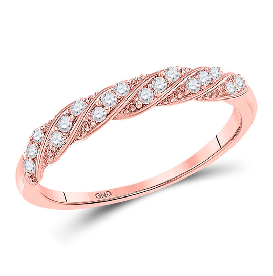 10K Rose Gold Womens Round Diamond Stackable Band Ring 1/8 Cttw, Womens Size: 5-10