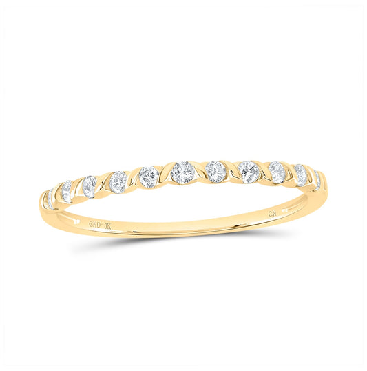 10K Yellow Or Rose Gold Womens Round Diamond Stackable Band Ring , Womens Size: 5-10