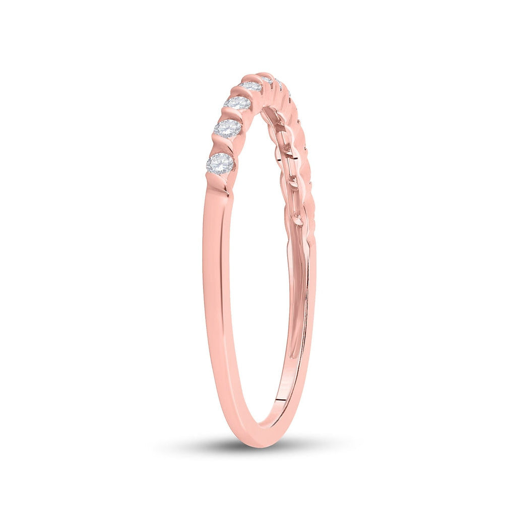 10K Yellow Or Rose Gold Womens Round Diamond Stackable Band Ring , Womens Size: 5-10