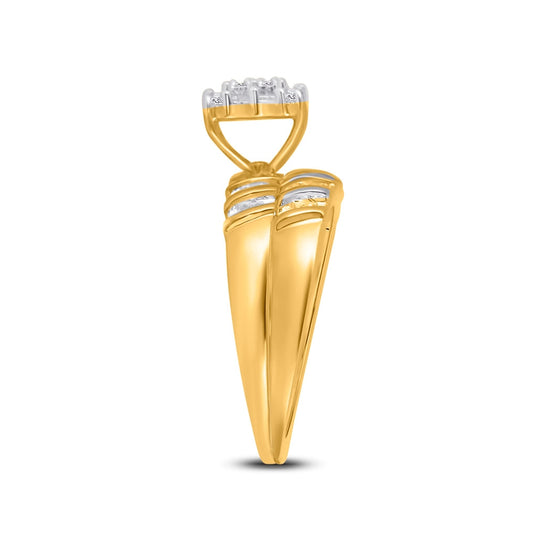 10K Yellow Gold His Hers Round Dia. Cluster Matching Wedding Set 1/10ctw, Women's Size: 5-10, Mens Size: 7-13