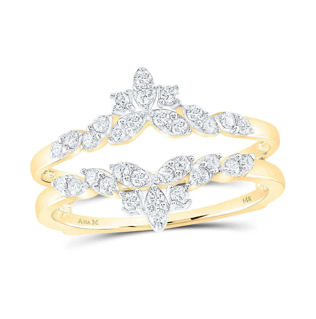14K Yellow Gold Womens Round Diamond Wrap Enhancer Wedding Band 1/3 Cttw, Womens Size: 5-10