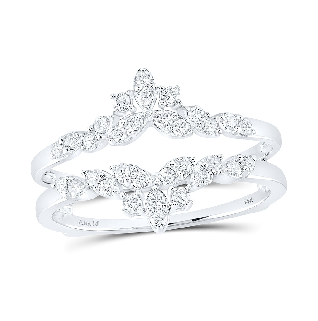 14K White Gold Womens Round Diamond Fashion Wrap Ring Guard Enhancer 1/3 Cttw, Womens Size: 5-10