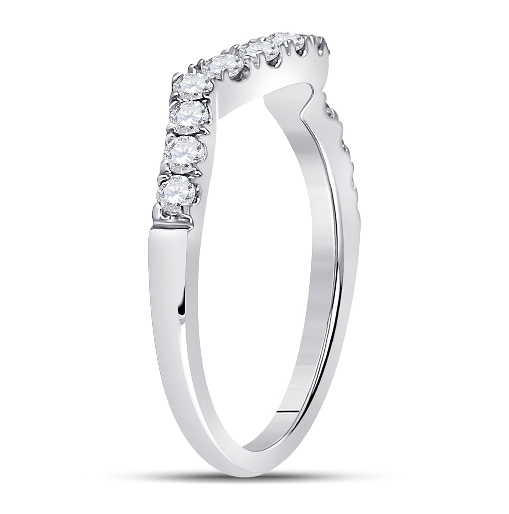 14K White Gold Womens Round Diamond Solitaire Enhancer Wedding Band 1/2 Cttw, Womens Size: 5-10