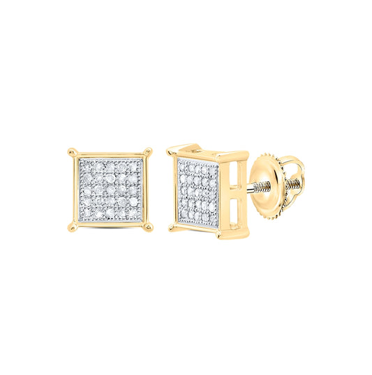 10kt Yellow Gold 1/6ct Diamond P3 Gift Square Earring