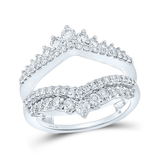 14kt White Gold Womens Round Diamond Wrap Ring Guard Enhancer Wedding Band 1.00 Cttw
