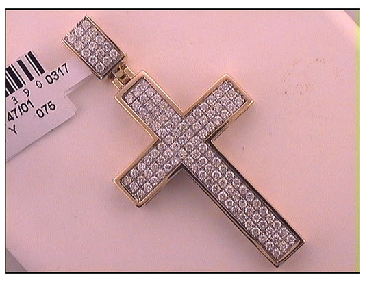 10kt Yellow Gold 1 1/2ctw Diamond Cross Pendant
