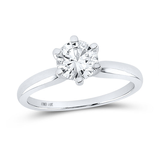 14K White Gold Womens Round Diamond Solitaire Bridal Wedding Engagement Ring 1ctw, Womens Size: 5-10