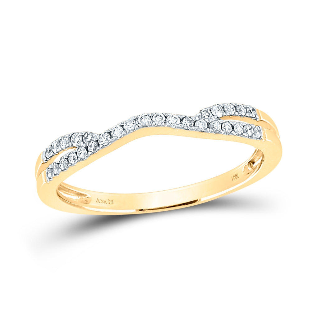 14K Yellow Gold Womens Round Diamond Contour Enhancer Wedding Band Ring 1/6 Cttw, Womens Size: 5-10