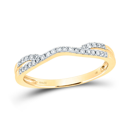14K Yellow Gold Womens Round Diamond Contour Enhancer Wedding Band Ring 1/6 Cttw, Womens Size: 5-10
