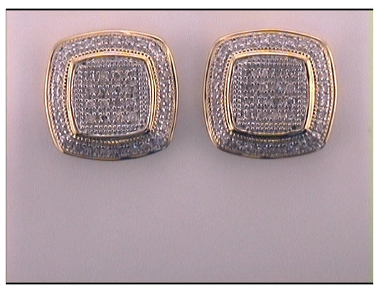 10kt Yellow Gold 1/4 Ctw Diamond P1 Hiphop Square Earring