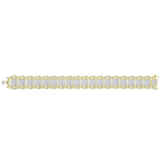 10K Yellow Gold Mens Round Diamond Big Look Statement Link Bracelet 4-5/8 Cttw