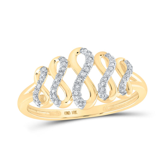 10kt Yellow Gold Womens Round Diamond Fashion Infinity Ring 1/10 Cttw