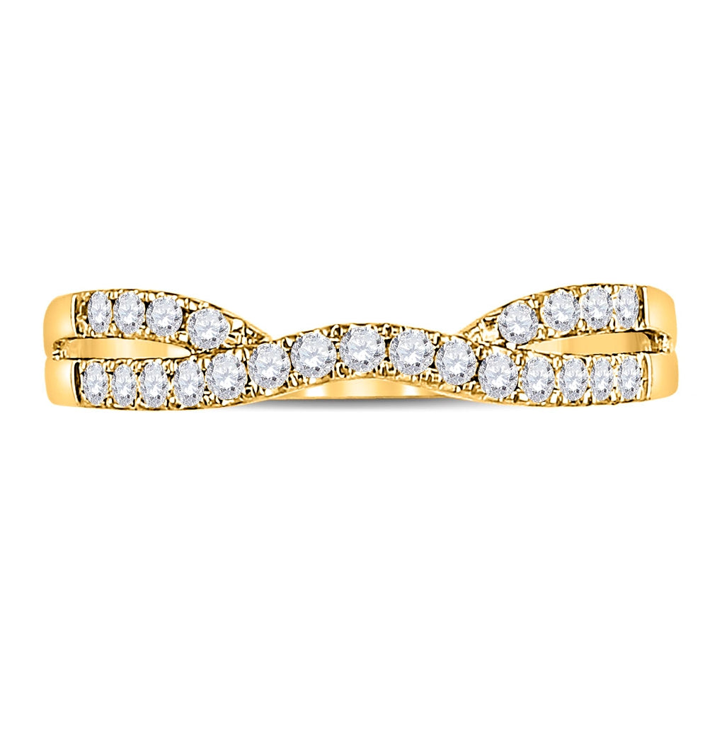 14K Yellow Gold Womens Round Diamond Contour Enhancer Wedding Band 1/4 Cttw, Womens Size: 5-10