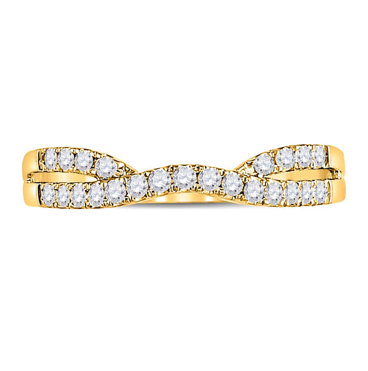 14K Yellow Gold Womens Round Diamond Contour Enhancer Wedding Band 1/4 Cttw, Womens Size: 5-10