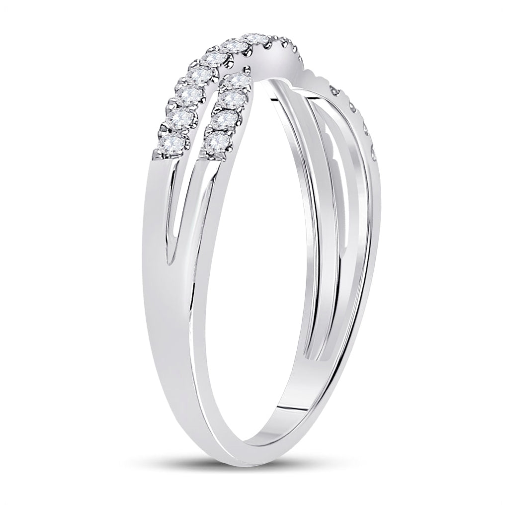 14K White Gold Womens Round Diamond Ring Contour Enhancer Wedding Band 1/4 Cttw, Womens Size: 5-10