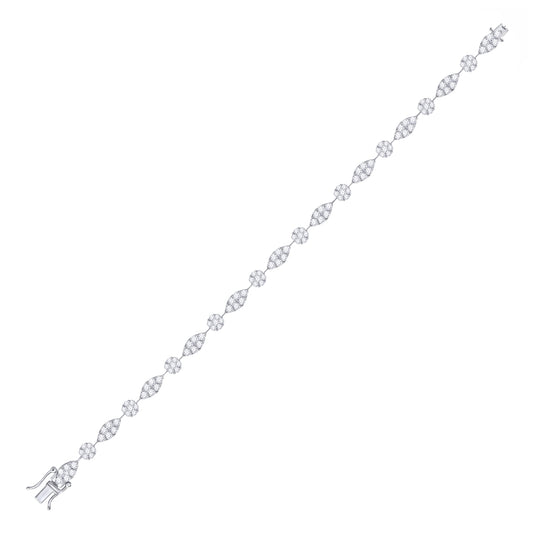 14kt White Gold Womens Round Diamond Link Tennis Bracelet 4.00 Cttw