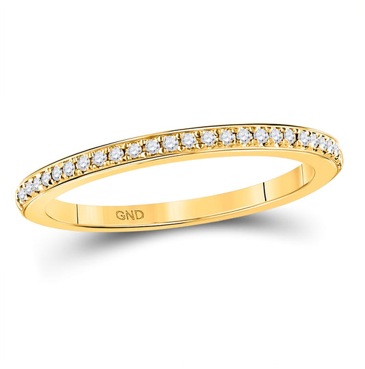 10K Yellow Gold Womens Round Diamond Anniversary Stackable Band Ring 1/8 Cttw, Womens Size: 5-10