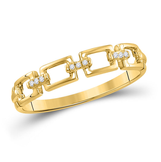 10K Yellow Gold Womens Round Diamond Chain Link Stackable Band Ring .03 Cttw, Womens Size: 5-10
