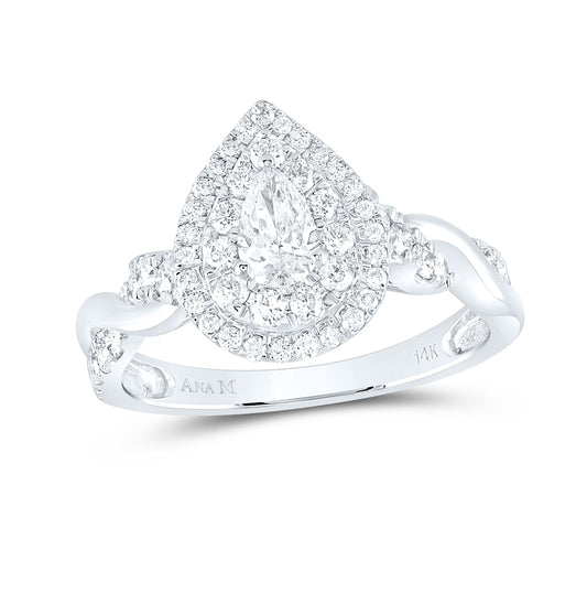 14K White Gold Pear Diamond Solitaire Bridal Wedding Engagement Ring 1ctw, Womens Size: 5-10