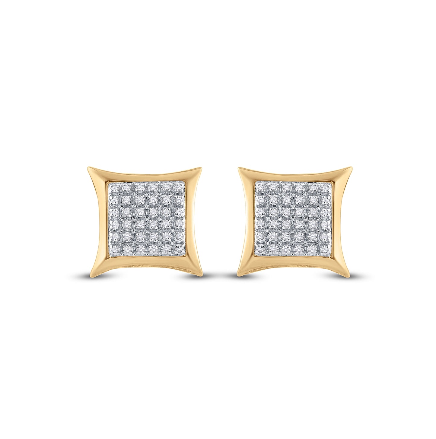 10K Yellow Gold Round Diamond Kite Square Earrings 1/5 Cttw, Length: 0.46 In, Width: 0.47 In