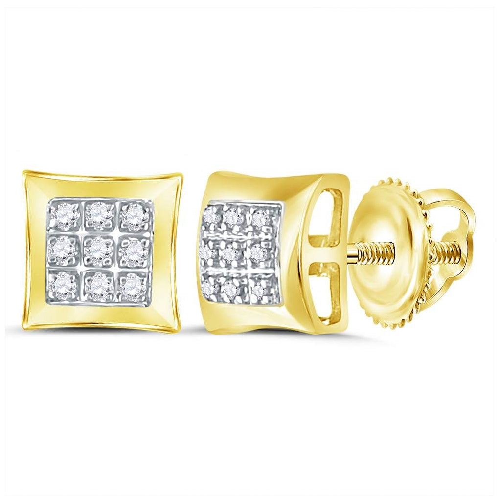 10K White Or Yellow Gold Round Diamond Square Earrings