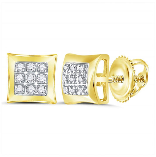 10K White Or Yellow Gold Round Diamond Square Earrings