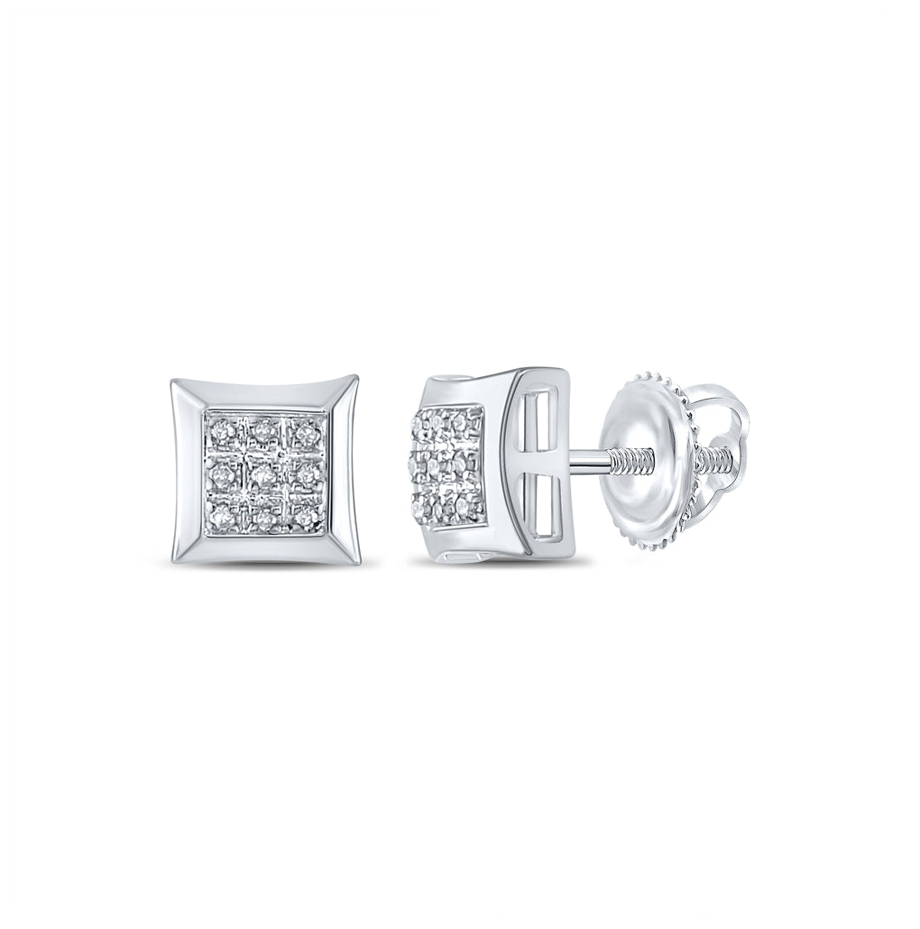 10K White Or Yellow Gold Round Diamond Square Earrings