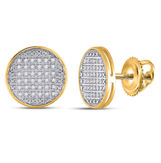 10K Yellow Gold Round Diamond Circle Earrings 1/5 Cttw