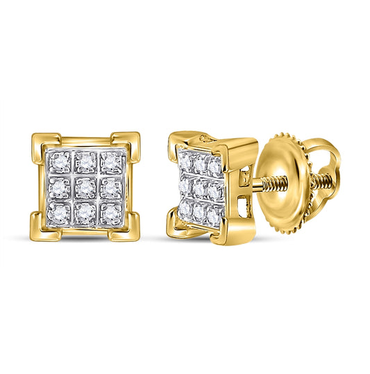 10K White Or Yellow Gold Womens Round Diamond Square Cluster Earrings