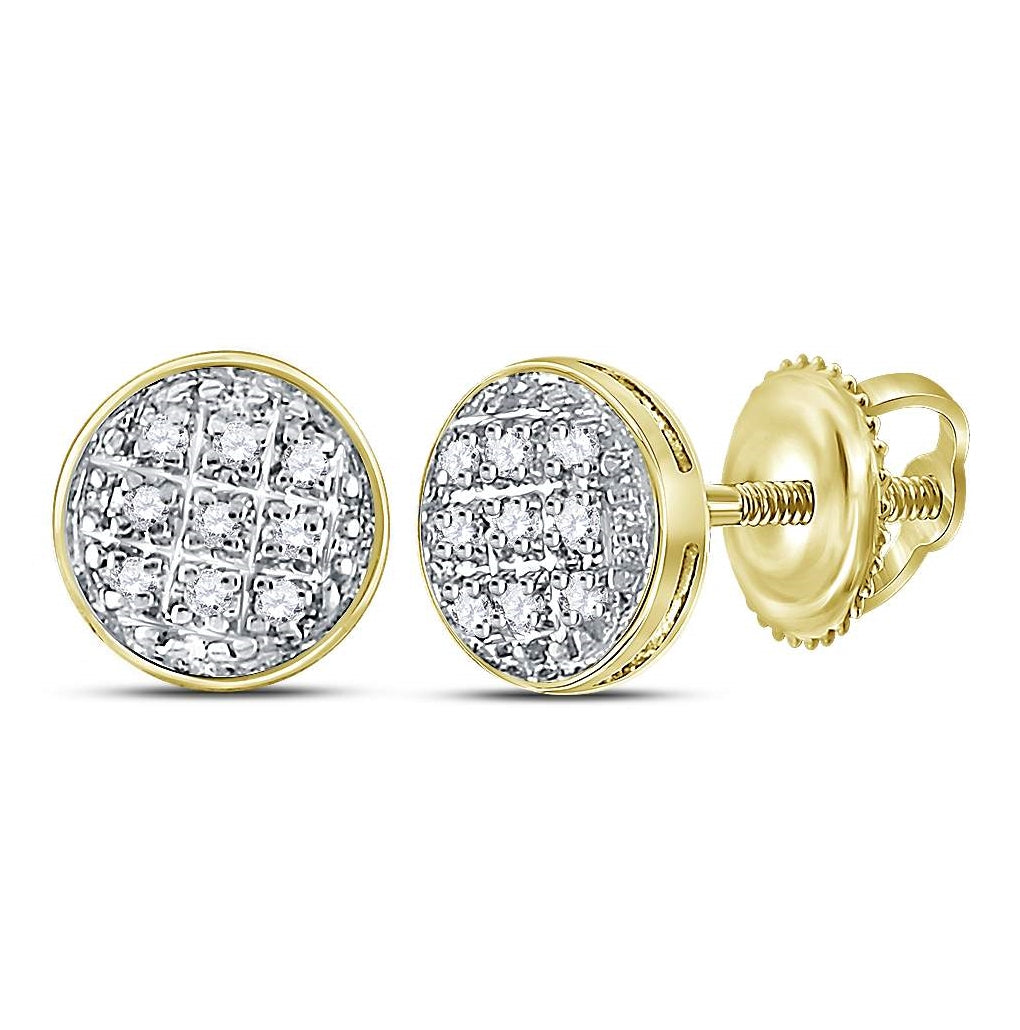 10K White Or Yellow Gold Round Diamond Circle Earrings
