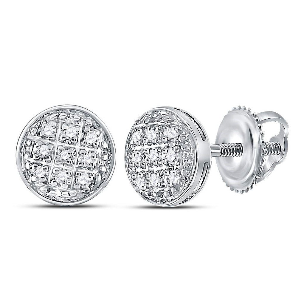 10K White Or Yellow Gold Round Diamond Circle Earrings