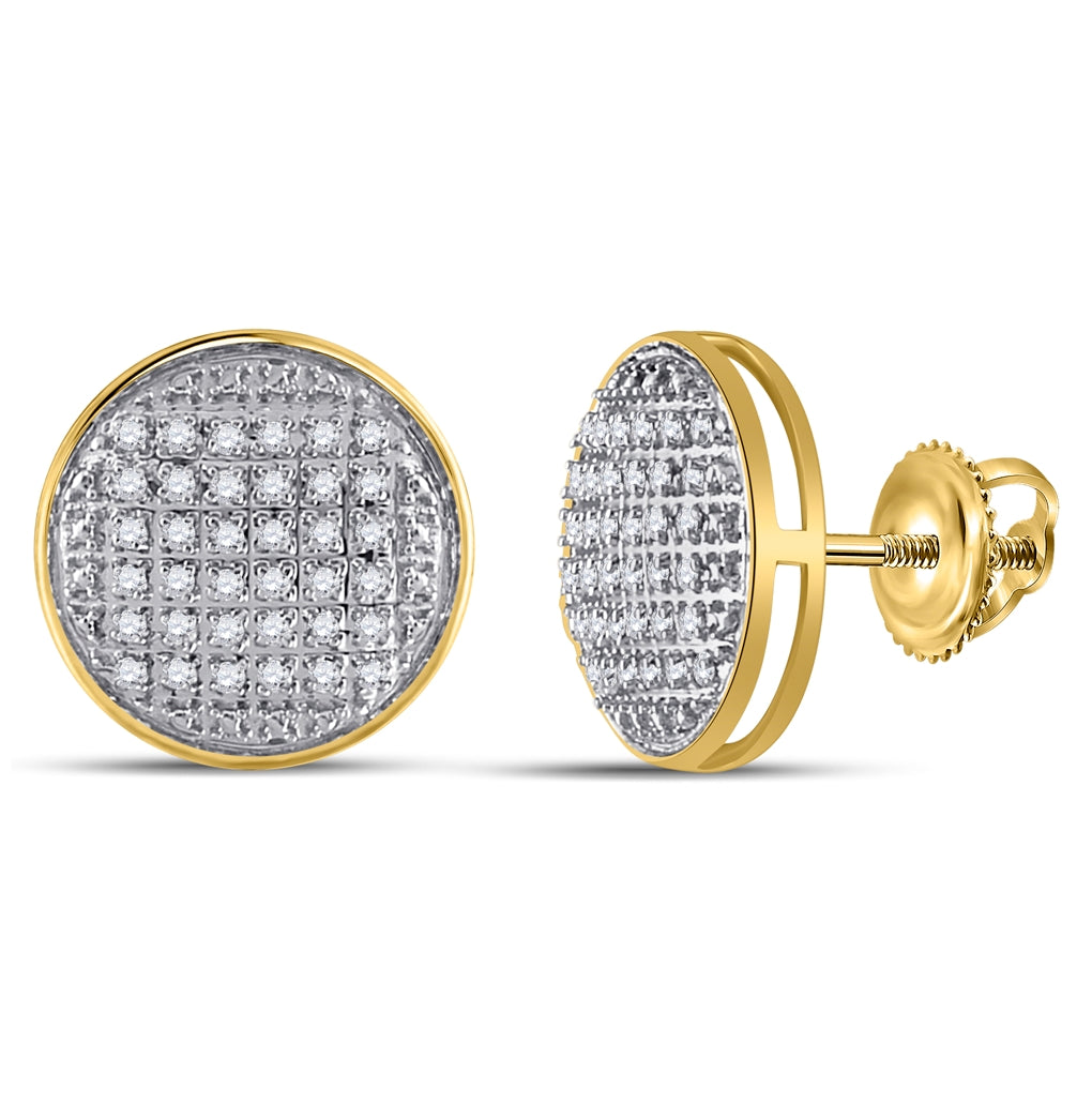 10K Yellow Gold Round Diamond Circle Earrings 1/5ctw