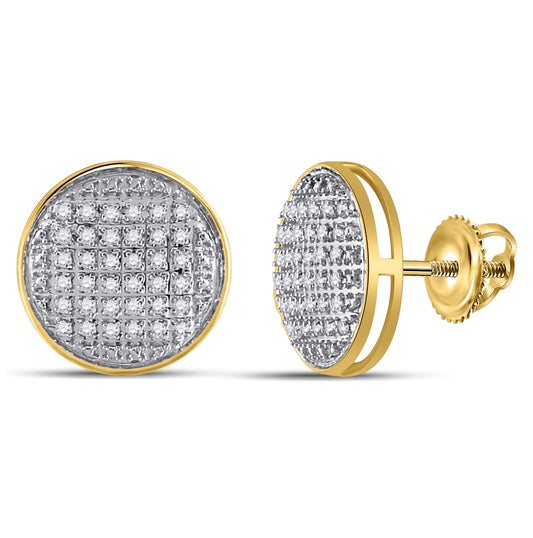 10K Yellow Gold Round Diamond Circle Earrings 1/5ctw