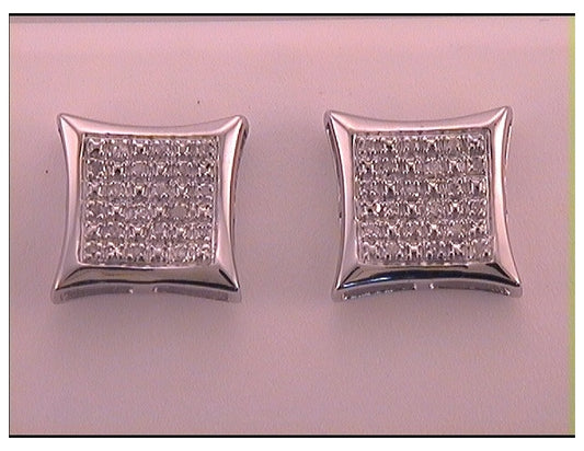 10kt White Gold 1/12ct Diamond P3 Micro-pave Square Earring