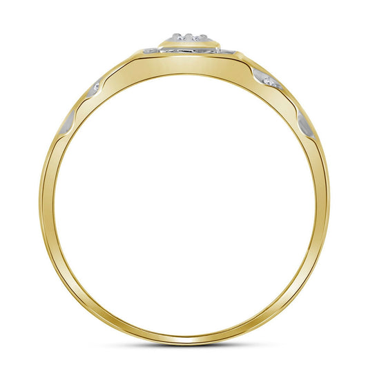 10K Yellow Gold Mens Round Diamond Square Cluster Ring 1/8 Cttw, Mens Size: 7-13