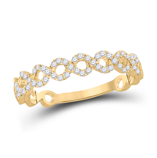 10K Yellow Gold Womens Round Diamond Geometric Stackable Band Ring 1/5 Cttw, Womens Size: 5-10