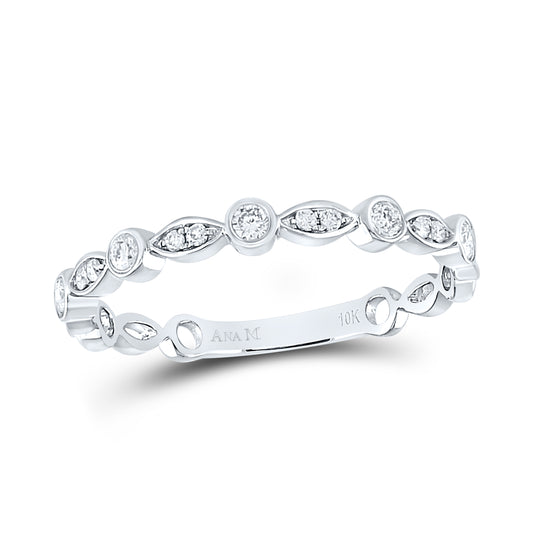 10K White Gold Womens Round Diamond Classic Stackable Band Ring 1/6 Cttw, Womens Size: 5-10